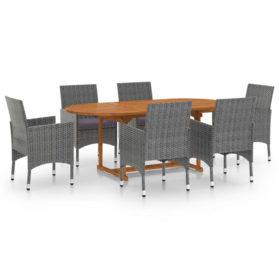 -Delige Tuinset Poly Rattan Grijs