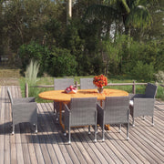 Tuinset 7-delig poly rattan acaciahout grijs