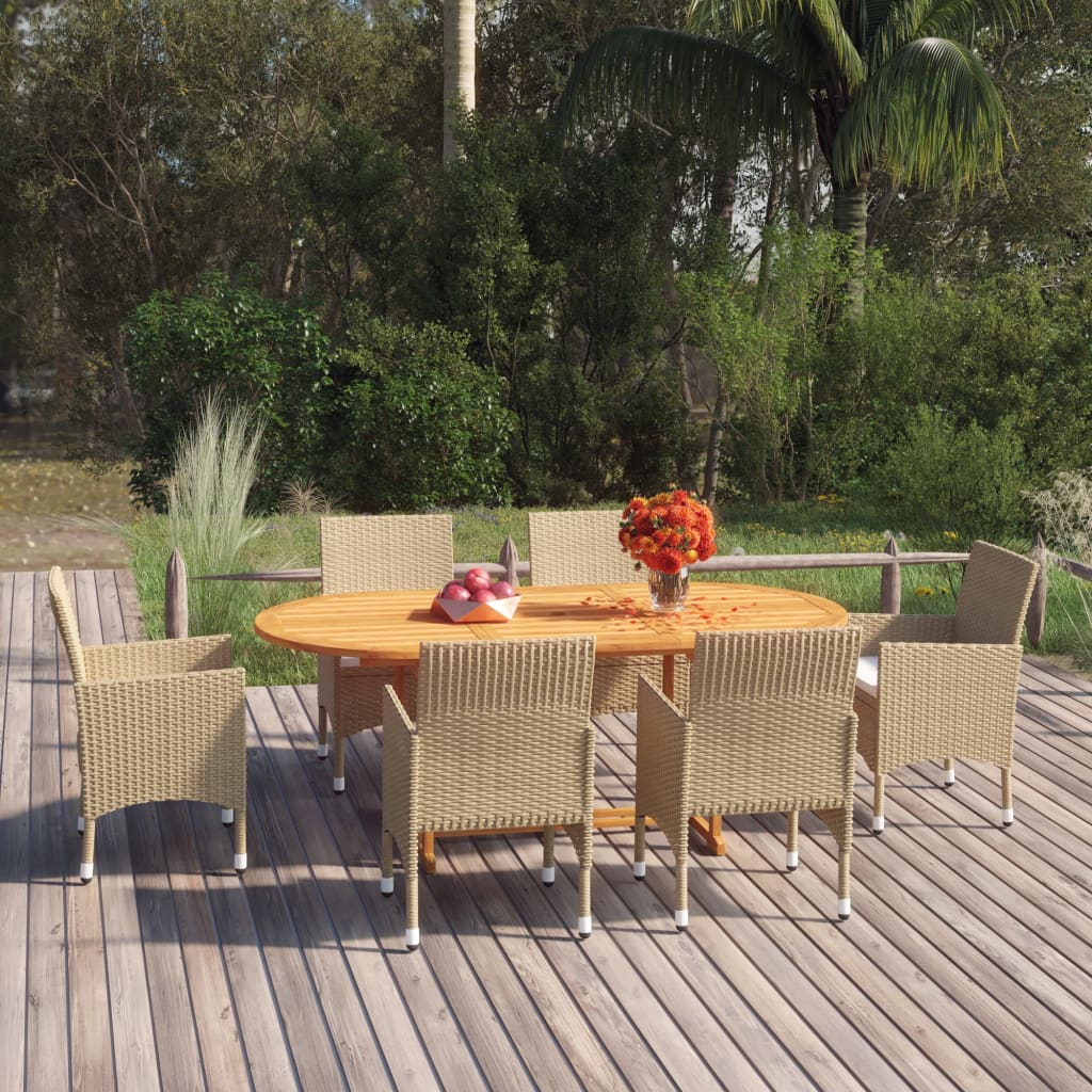 -Delige Tuinset Poly Rattan Beige