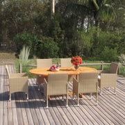 Tuinset 7-delig poly rattan beige acaciahout