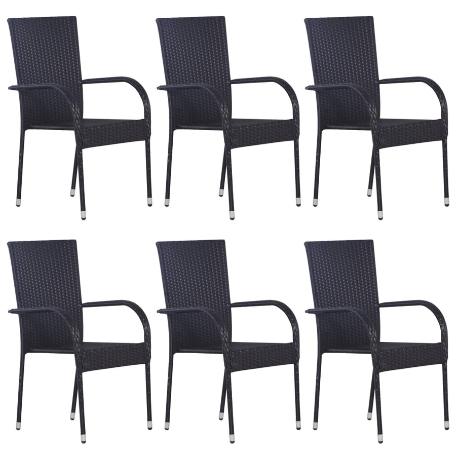 -Delige Tuinset Poly Rattan Zwart