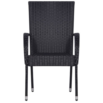-Delige Tuinset Poly Rattan Zwart