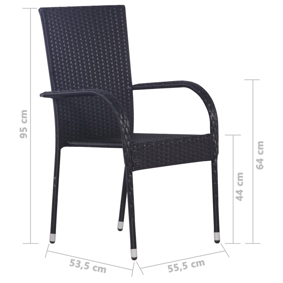-Delige Tuinset Poly Rattan Zwart