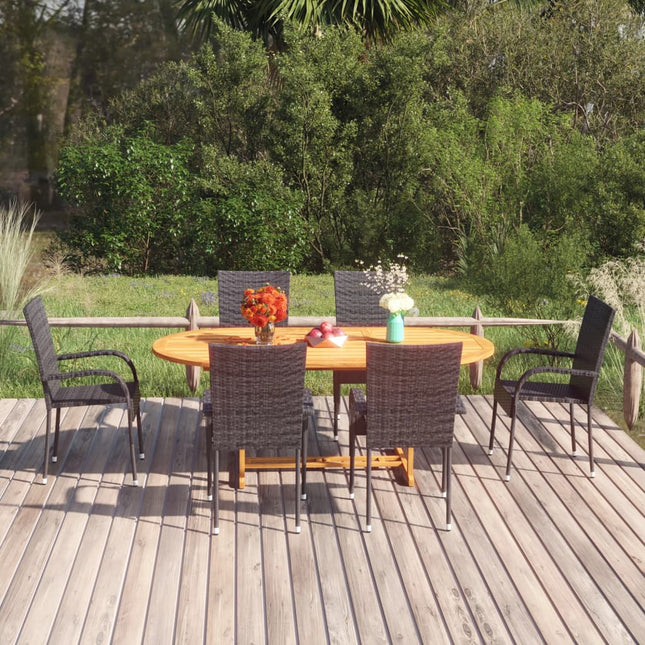 -Delige Tuinset Poly Rattan Zwart