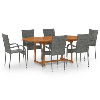 -Delige Tuinset Poly Rattan Grijs