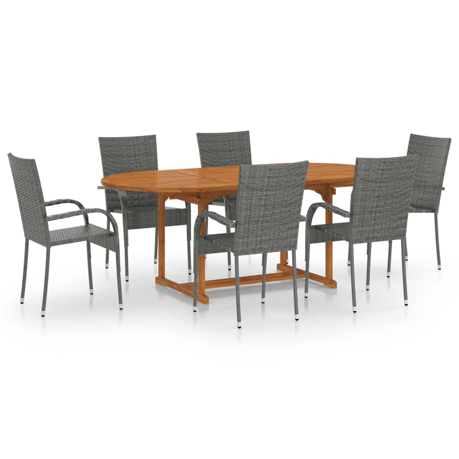 -Delige Tuinset Poly Rattan Grijs