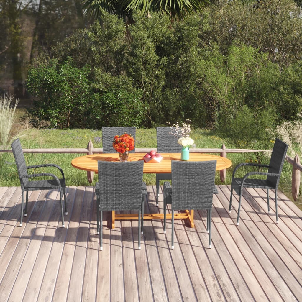-Delige Tuinset Poly Rattan Grijs