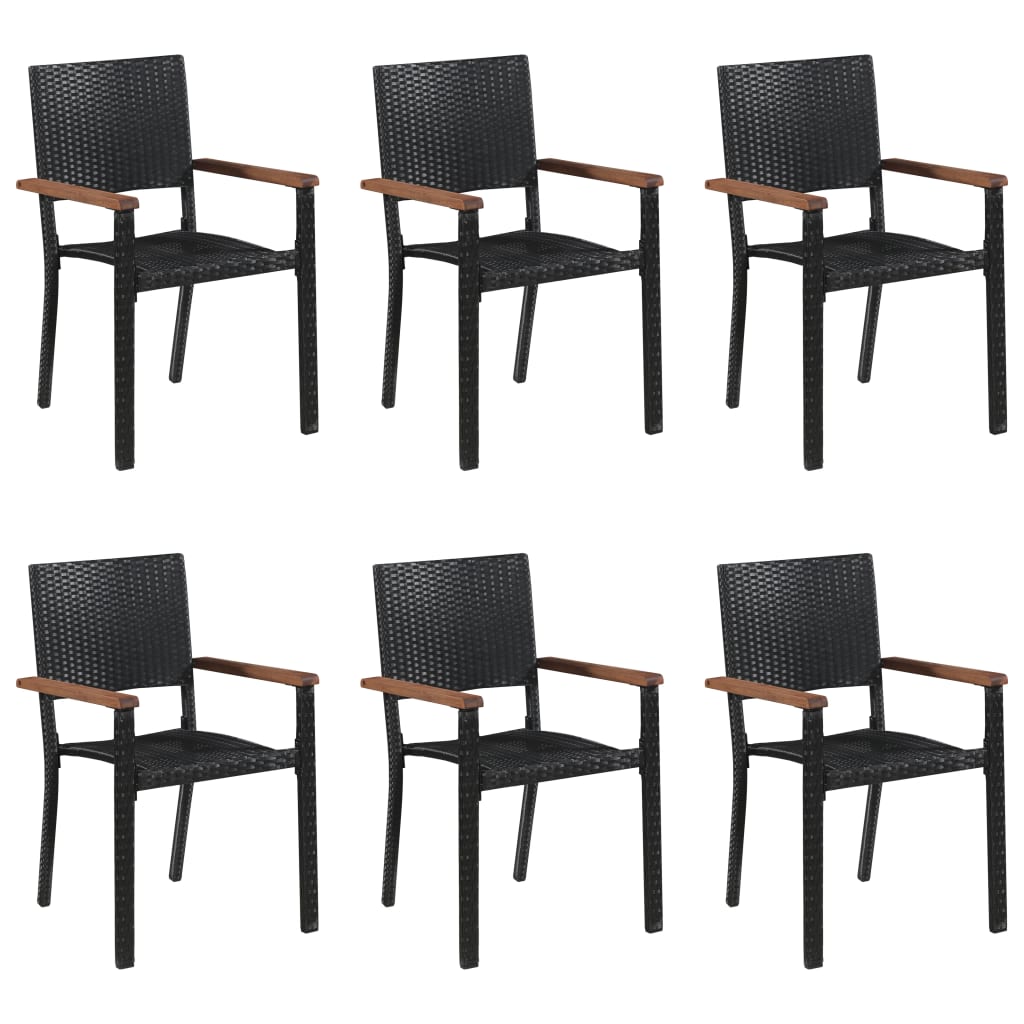 7-Delige Tuinset Poly Rattan Zwart