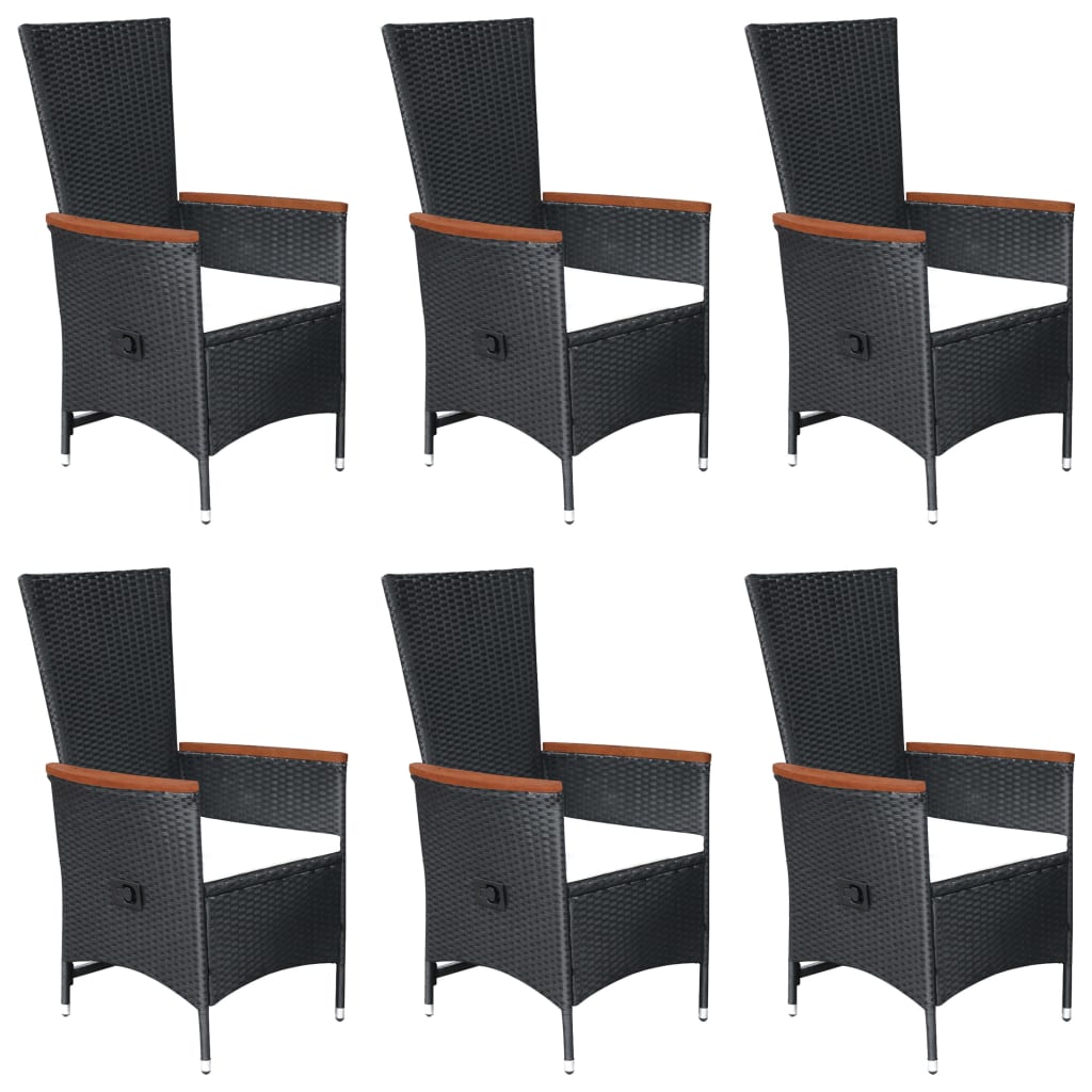 -Delige Tuinset Poly Rattan Zwart
