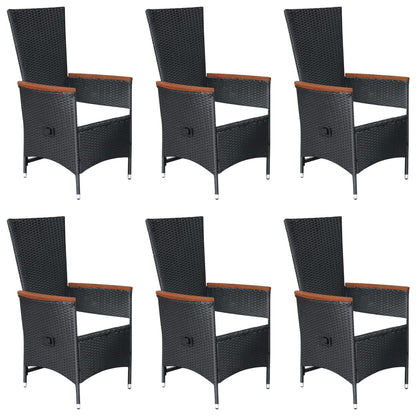 -Delige Tuinset Poly Rattan Zwart