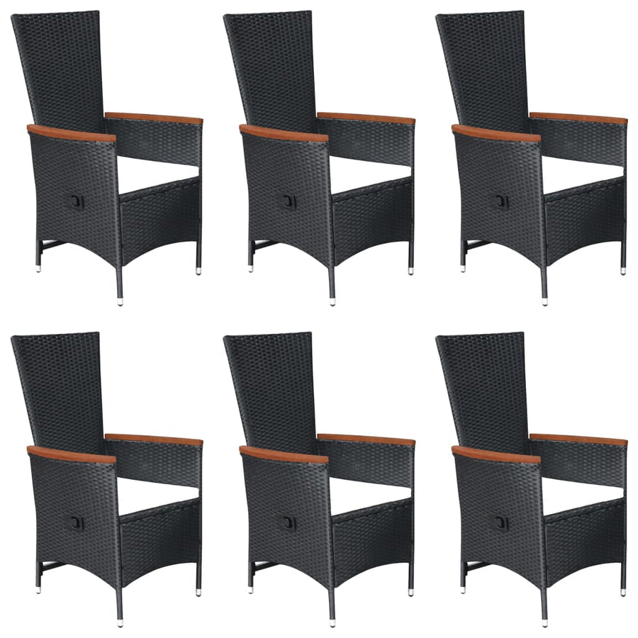 -Delige Tuinset Poly Rattan Zwart