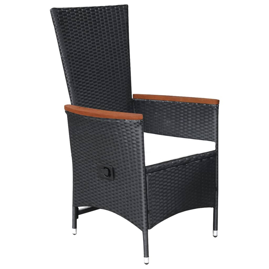 -Delige Tuinset Poly Rattan Zwart
