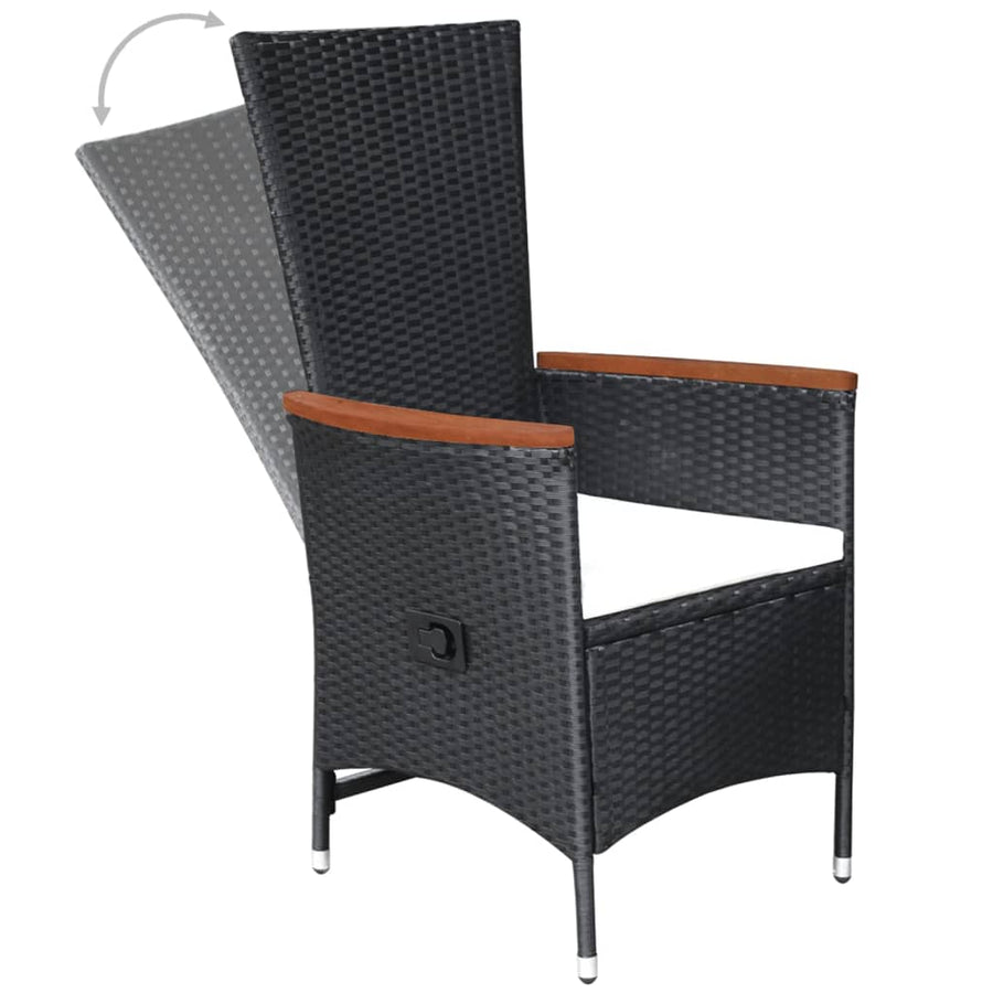 -Delige Tuinset Poly Rattan Zwart