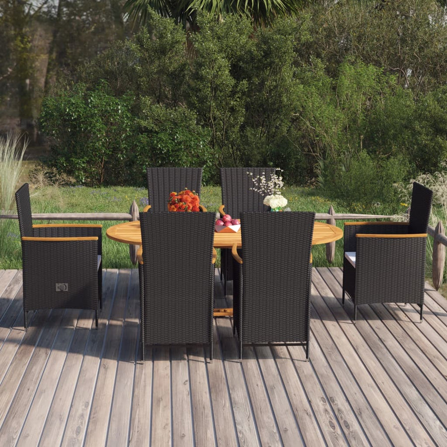 -Delige Tuinset Poly Rattan Zwart
