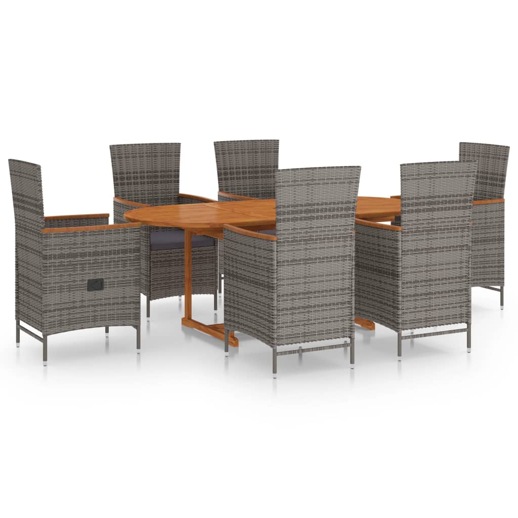 -Delige Tuinset Poly Rattan Grijs