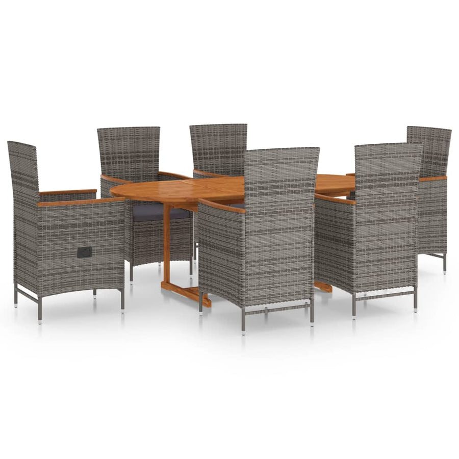 -Delige Tuinset Poly Rattan Grijs