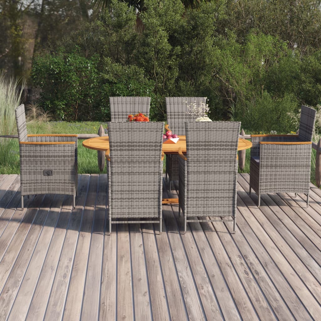 -Delige Tuinset Poly Rattan Grijs