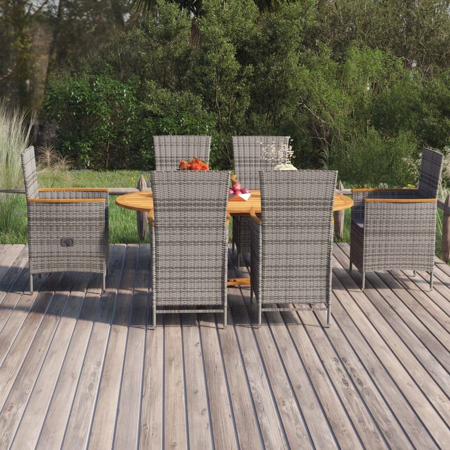 -Delige Tuinset Poly Rattan Grijs