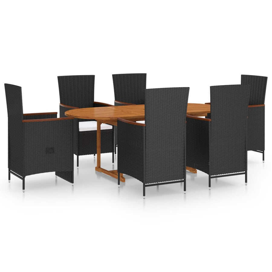 -Delige Tuinset Poly Rattan Zwart