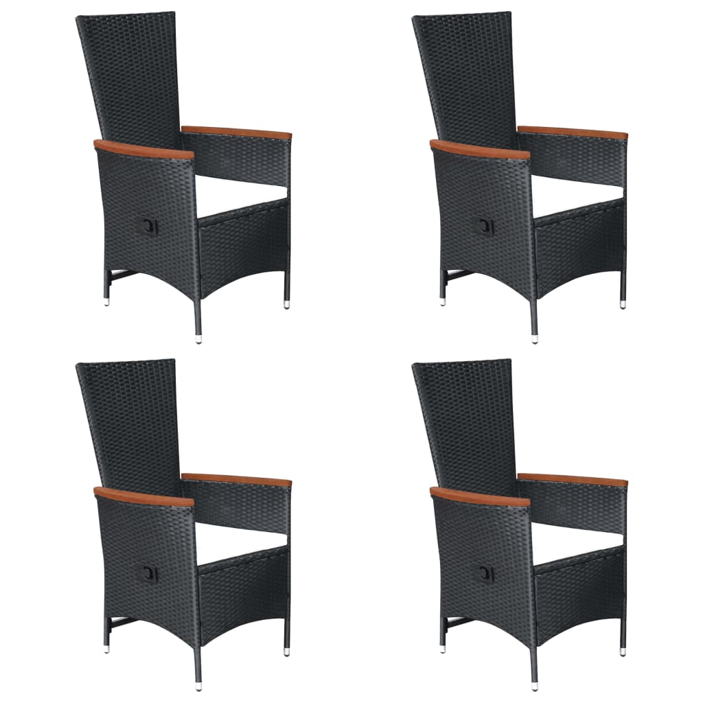 -Delige Tuinset Poly Rattan Zwart