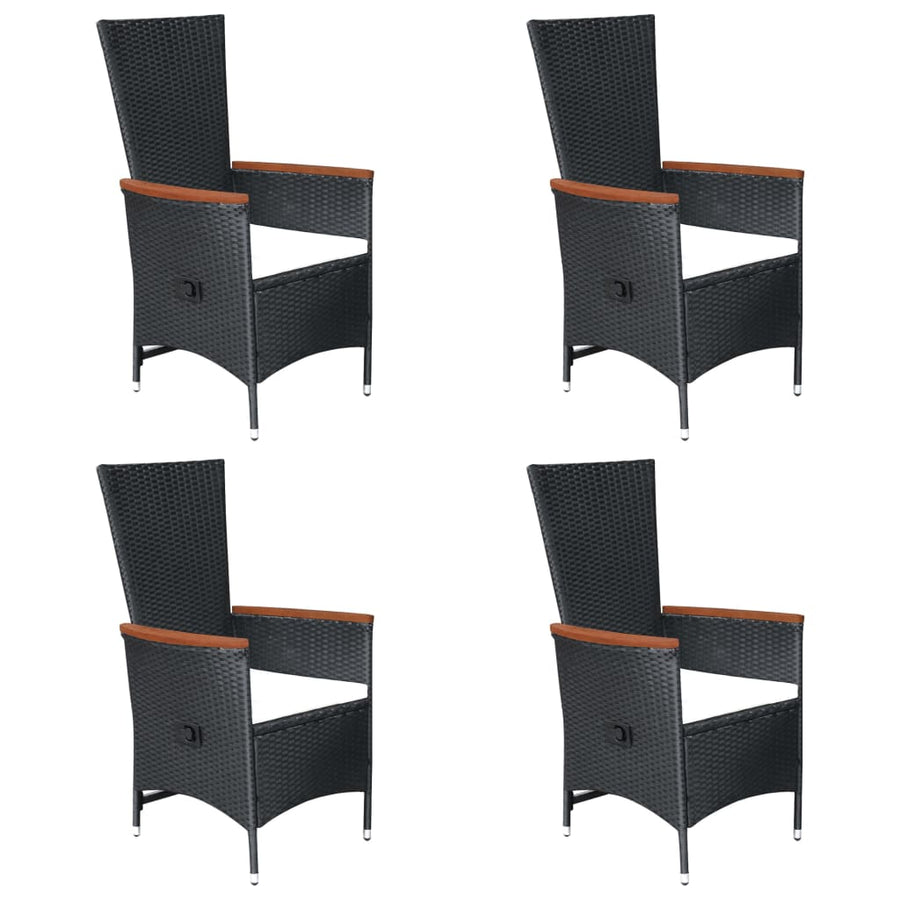 -Delige Tuinset Poly Rattan Zwart