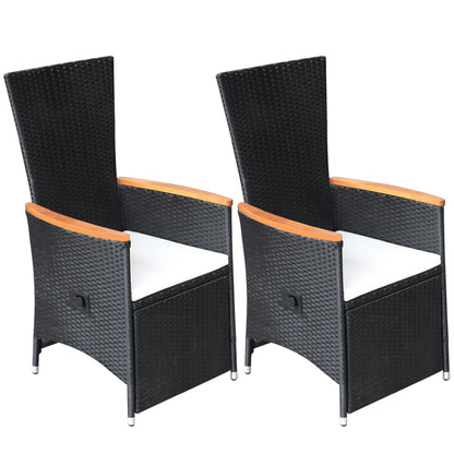 -Delige Tuinset Poly Rattan Zwart