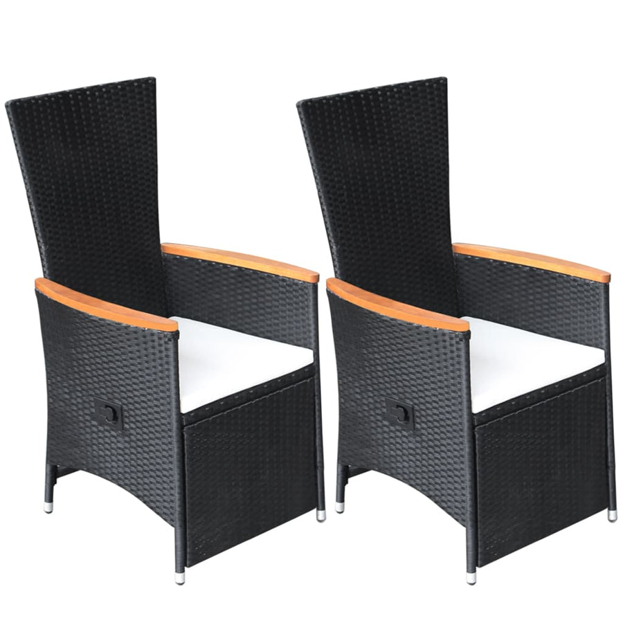 -Delige Tuinset Poly Rattan Zwart