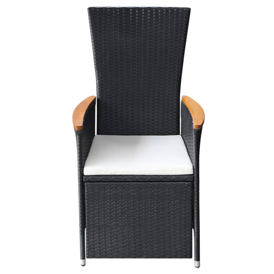 -Delige Tuinset Poly Rattan Zwart