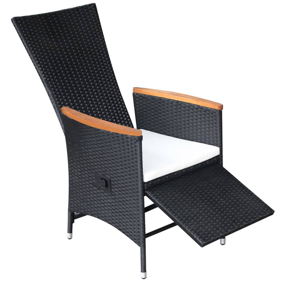 -Delige Tuinset Poly Rattan Zwart