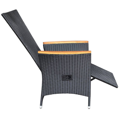 -Delige Tuinset Poly Rattan Zwart