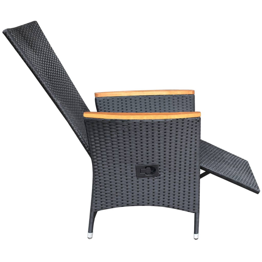 -Delige Tuinset Poly Rattan Zwart