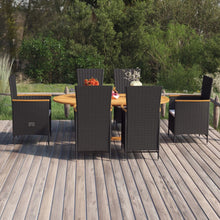-Delige Tuinset Poly Rattan Zwart
