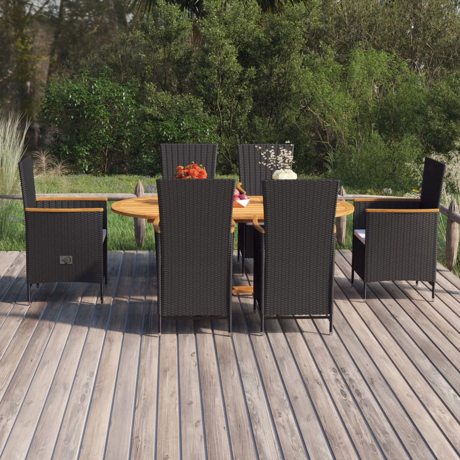 -Delige Tuinset Poly Rattan Zwart