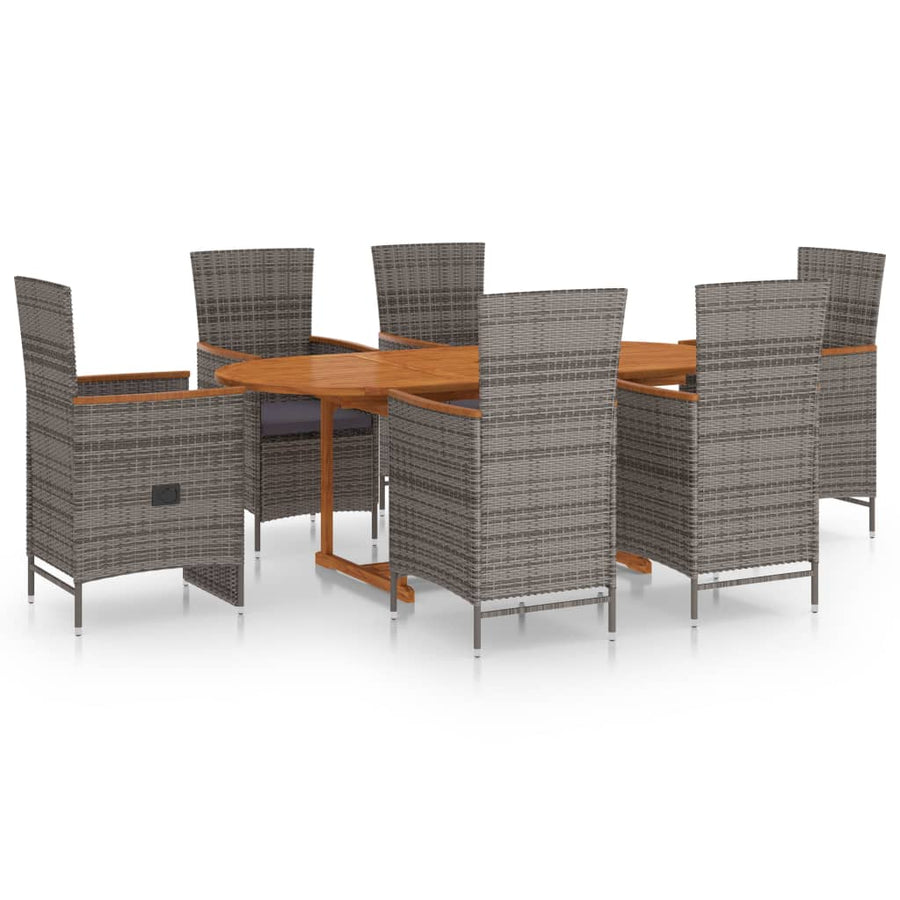 -Delige Tuinset Poly Rattan Grijs