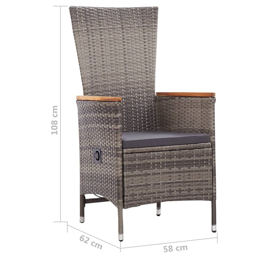-Delige Tuinset Poly Rattan Grijs