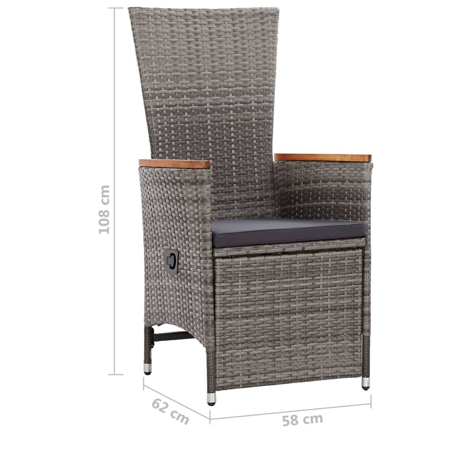 -Delige Tuinset Poly Rattan Grijs