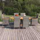 7-piece poly rattan garden furniture set grey