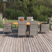 Tuinset 7-delig poly rattan grijs acaciahout