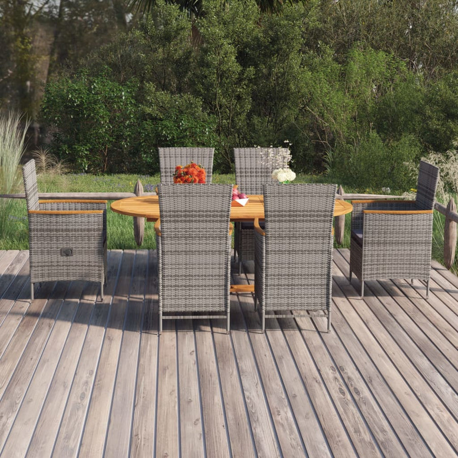 -Delige Tuinset Poly Rattan Grijs