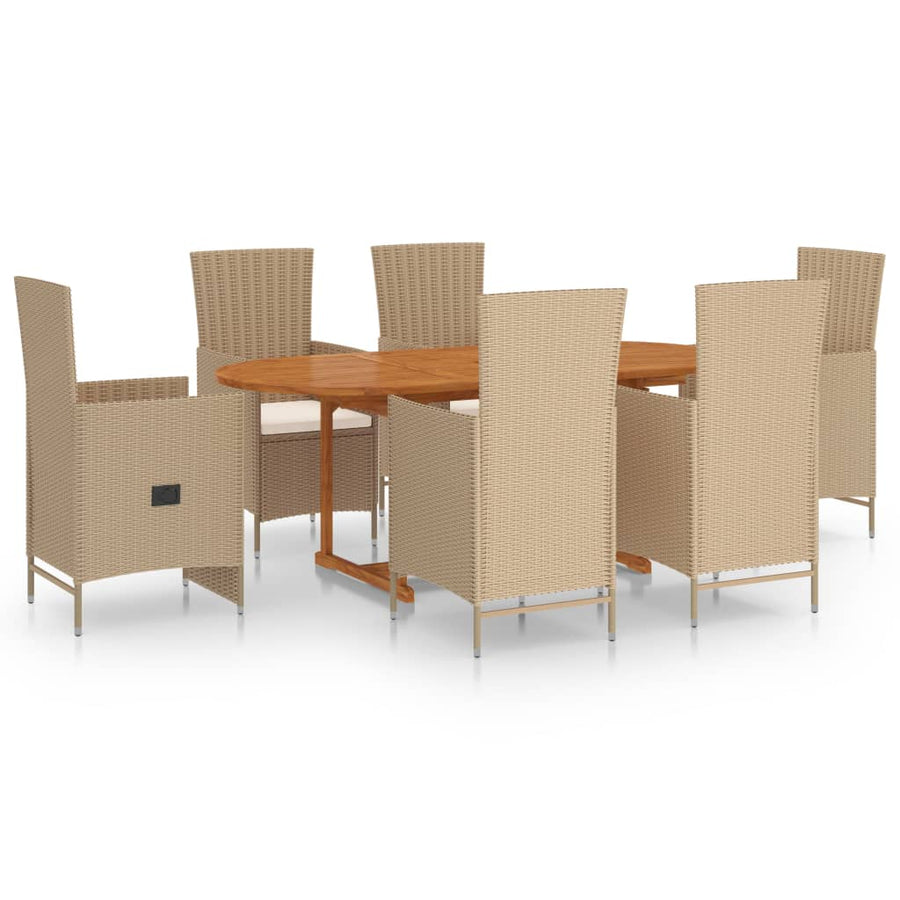 -Delige Tuinset Poly Rattan Beige
