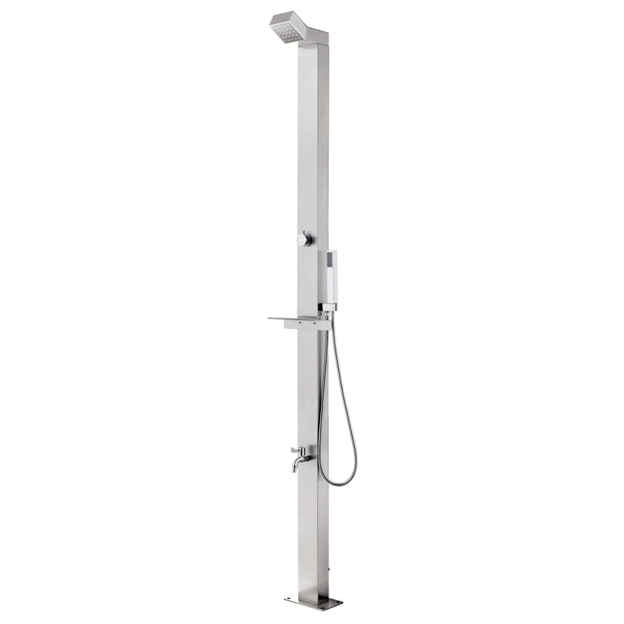 Buitendouche Met Grijze Basis 225 Cm Roestvrij Staal 80 x 62 x 5 cm Grijs