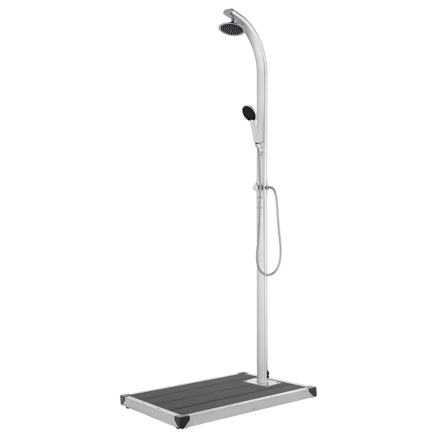 Buitendouche Met Grijze Basis 220 Cm Aluminium 80 x 62 x 5 cm Grijs