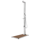 Outdoor Shower with Brown Base 225 cm Stainless Steel