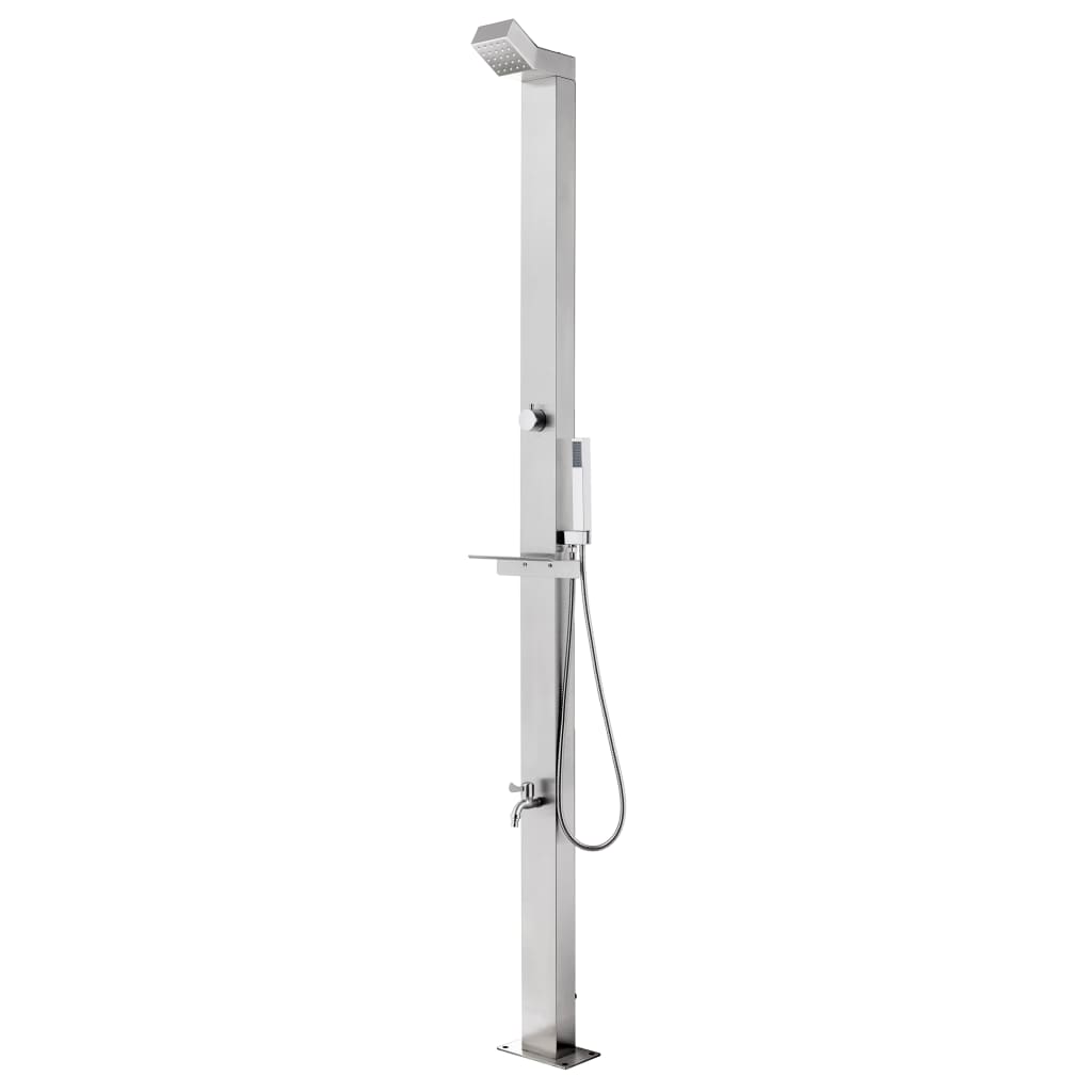Buitendouche Met Grijze Basis 225 Cm Roestvrij Staal 110 x 62 x 5 cm Grijs