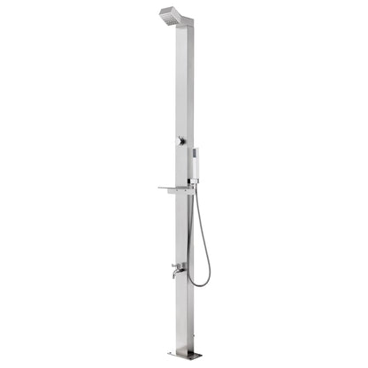 Buitendouche Met Grijze Basis 225 Cm Roestvrij Staal 110 x 62 x 5 cm Grijs