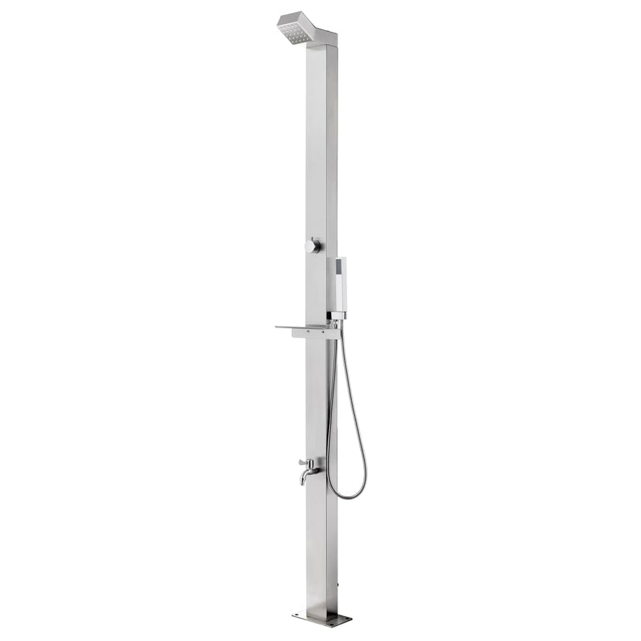 Buitendouche Met Grijze Basis 225 Cm Roestvrij Staal 110 x 62 x 5 cm Grijs