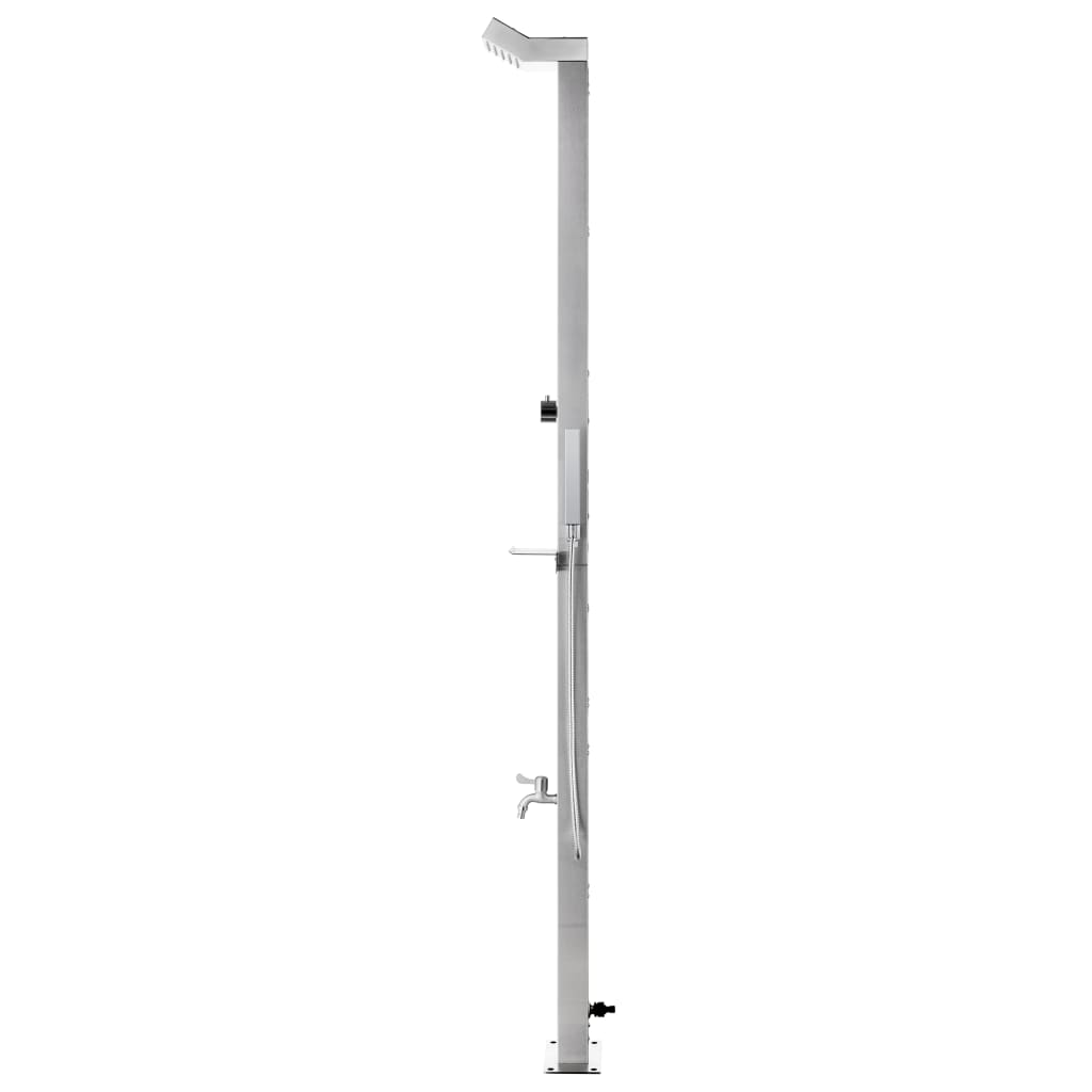Buitendouche Met Grijze Basis 225 Cm Roestvrij Staal 110 x 62 x 5 cm Grijs