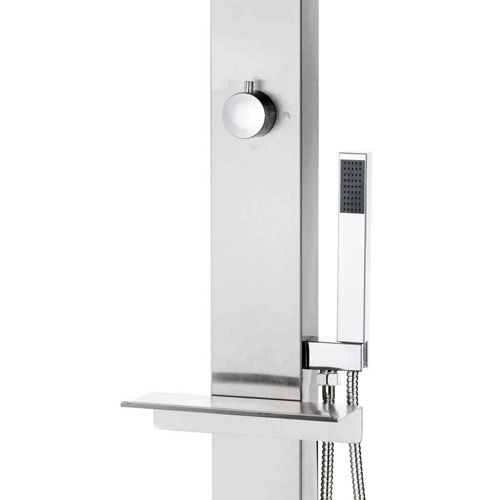 Buitendouche Met Grijze Basis 225 Cm Roestvrij Staal 110 x 62 x 5 cm Grijs