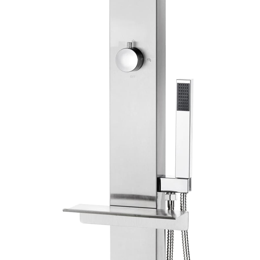 Buitendouche Met Grijze Basis 225 Cm Roestvrij Staal 110 x 62 x 5 cm Grijs