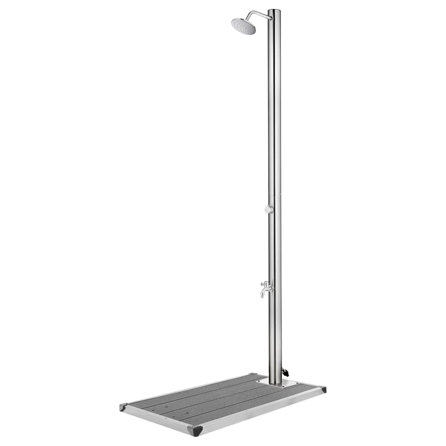 Buitendouche Met Grijze Basis 220 Cm Roestvrij Staal 110 x 62 x 5 cm Grijs